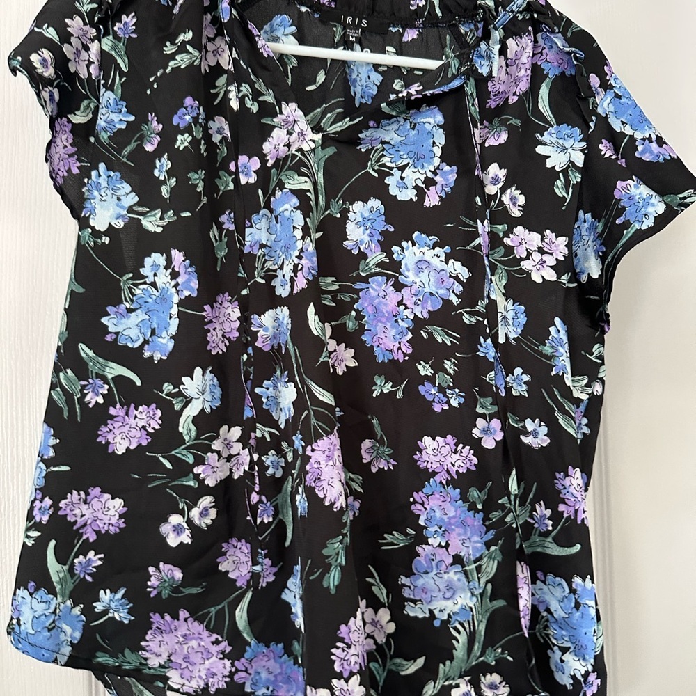 Iris Black and Blue Floral Blouse